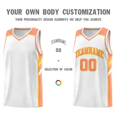 White Orange-Yellow Classic Mesh Sport Basketball Jersey 3