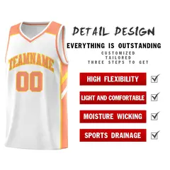 White Orange-Yellow Classic Mesh Sport Basketball Jersey 4