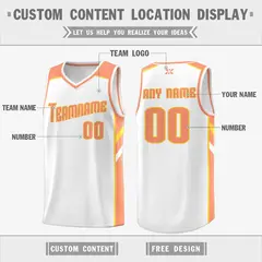 White Orange-Yellow Classic Mesh Sport Basketball Jersey 2