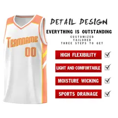 White Orange-Yellow Classic Mesh Sport Basketball Jersey 4