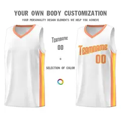 White Orange-Yellow Classic Sports Uniform Basketball Jersey 3