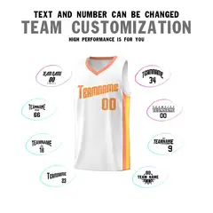 White Orange-Yellow Classic Sports Uniform Basketball Jersey 4