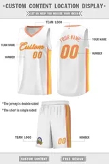 White Orange-Yellow Classic Sports Uniform Basketball Jersey 2