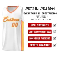 White Orange-Yellow Classic Sports Uniform Basketball Jersey 5