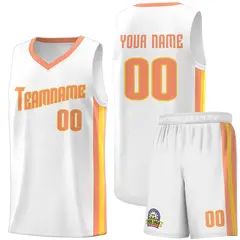 White Orange-Yellow Classic Sports Uniform Basketball Jersey