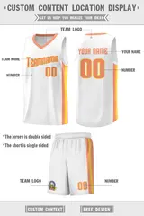 White Orange-Yellow Classic Sports Uniform Basketball Jersey 2