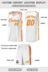 White Orange-Yellow Classic Sports Uniform Basketball Jersey 2