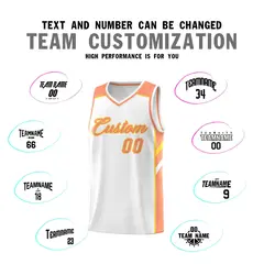 White Orange-Yellow Classic Sports Uniform Basketball Jersey 4