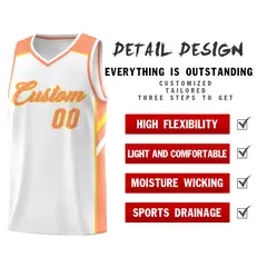 White Orange-Yellow Classic Sports Uniform Basketball Jersey 5