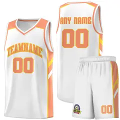 White Orange-Yellow Classic Sports Uniform Basketball Jersey