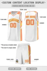 White Orange-Yellow Classic Sports Uniform Basketball Jersey 2
