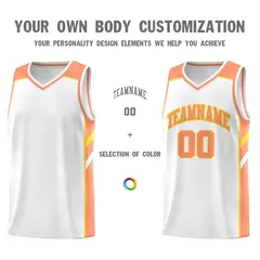 White Orange-Yellow Classic Sports Uniform Basketball Jersey 3