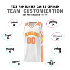 White Orange-Yellow Classic Sports Uniform Basketball Jersey 4