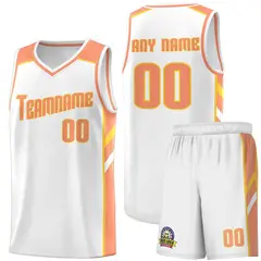 White Orange-Yellow Classic Sports Uniform Basketball Jersey