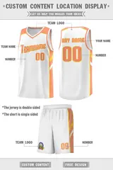 White Orange-Yellow Classic Sports Uniform Basketball Jersey 2