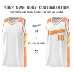 White Orange-Yellow Classic Sports Uniform Basketball Jersey 3