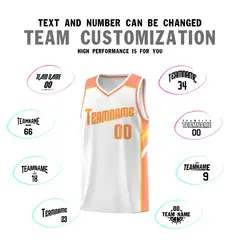 White Orange-Yellow Classic Sports Uniform Basketball Jersey 4