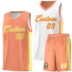 White Orange-Yellow Double Side Men Basketball Jersey
