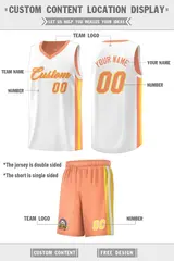 White Orange-Yellow Double Side Men Basketball Jersey 2