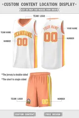 White Orange-Yellow Double Side Men Basketball Jersey 2