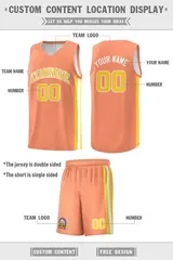White Orange-Yellow Double Side Men Basketball Jersey 4