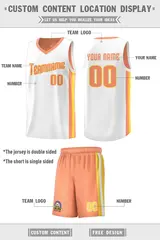 White Orange-Yellow Double Side Men Basketball Jersey 2