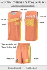 White Orange-Yellow Double Side Men Basketball Jersey 4