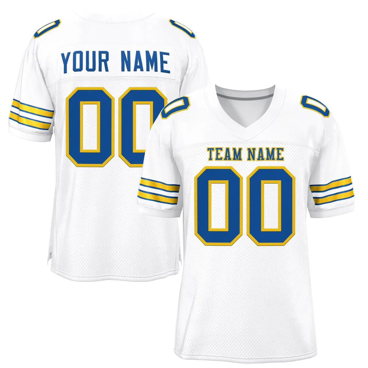 White Panther Blue-Gold Classic Mesh Football Jersey