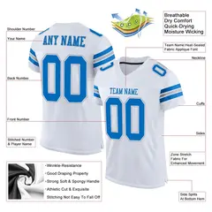 White Panther Blue-Light Gray Classic Mesh Football Jersey 2
