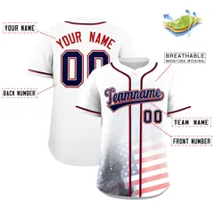 White Patriotic Gradient American Flag Baseball Jersey 2