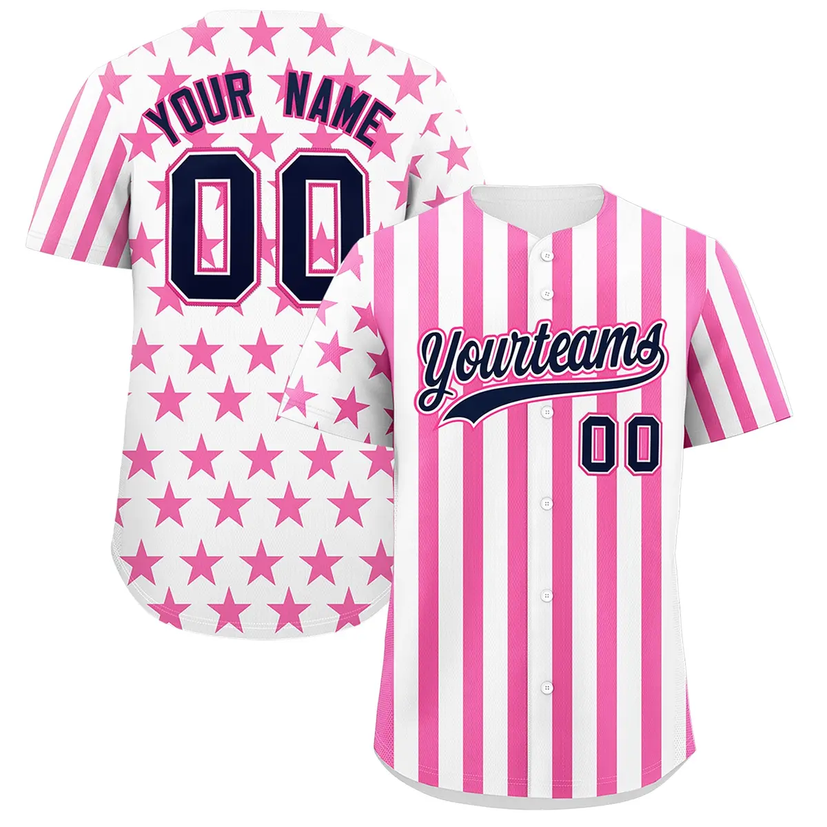 White Pink American Flag Graffiti Baseball Jersey