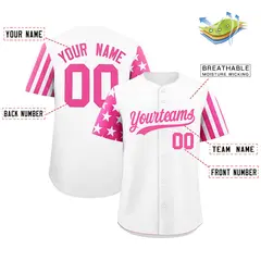 White Pink American Flag Raglan Baseball Jersey 2