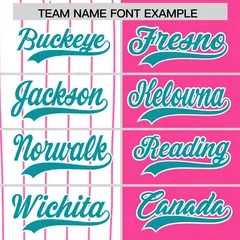 White Pink and Aqua Pinstripe Raglan Baseball Jersey 26