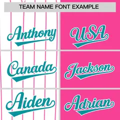White Pink and Aqua Pinstripe Raglan Baseball Jersey 3