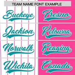 White Pink and Aqua Pinstripe Raglan Baseball Jersey 9