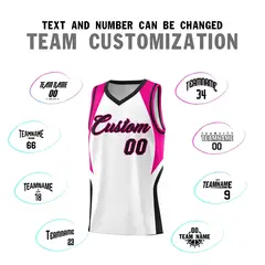 White Pink and Black Color Block Basketball Uniform Jersey 4