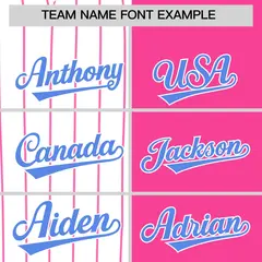 White Pink and Powder Blue Pinstripe Raglan Baseball Jersey 3
