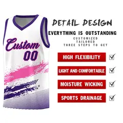 White Pink and Purple Graffiti Pattern Basketball Jersey 2