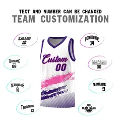 White Pink and Purple Graffiti Pattern Basketball Jersey 4