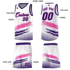 White Pink and Purple Graffiti Pattern Basketball Jersey 5
