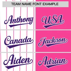 White Pink and Purple Pinstripe Raglan Baseball Jersey 3