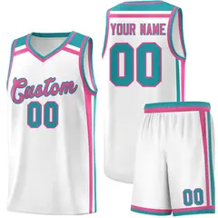 White Pink Aqua Color Charge Series Basketball Jersey