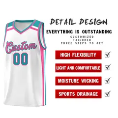 White Pink Aqua Color Charge Series Basketball Jersey 2