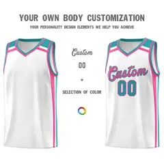 White Pink Aqua Color Charge Series Basketball Jersey 3