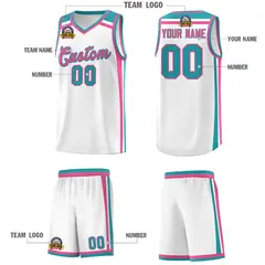 White Pink Aqua Color Charge Series Basketball Jersey 5