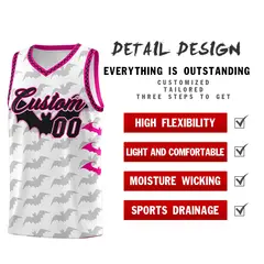 White Pink Black Bat Pattern Halloween Basketball Jersey 2