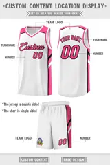White Pink-Black Classic Basketball Jersey Set 2