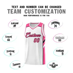 White Pink-Black Classic Basketball Jersey Set 4