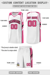 White Pink-Black Classic Basketball Jersey Set 2