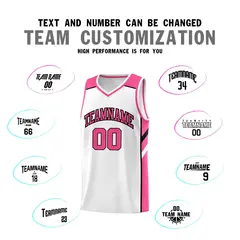 White Pink-Black Classic Basketball Jersey Set 4